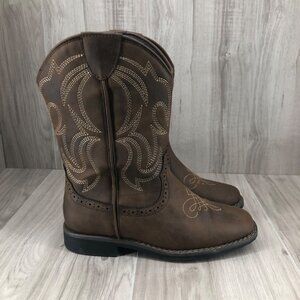 Rodeo Roper Brand Boots Kids 4M Brown Man made Western Cowboy Boots